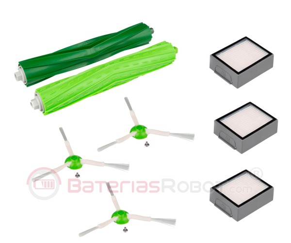 Pack Brushes, Green AeroForce Rollers, Roomba Filters series e and i series